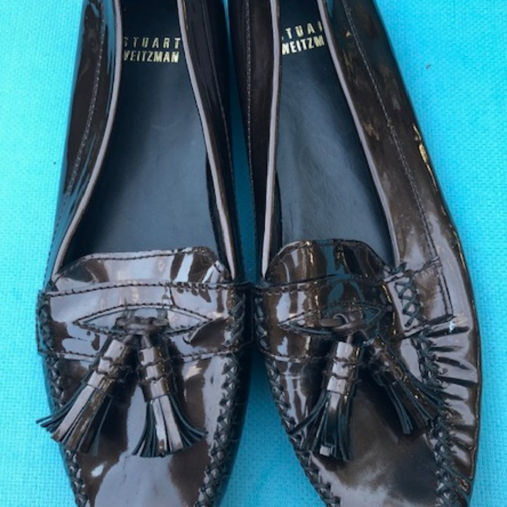 Stuart Weitzman Bronze Metallic Tassel Mocs, W8